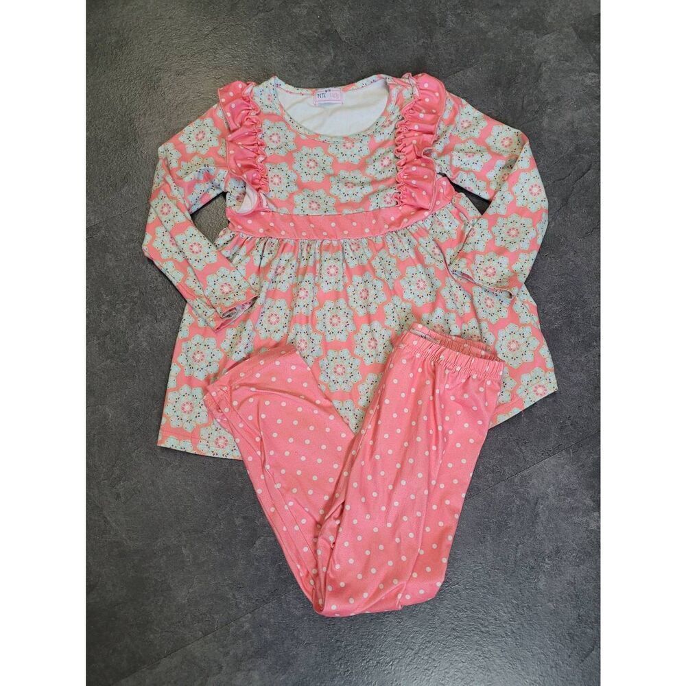 Pete and Lucy Pink Bohemian Long Sleeve Pant Set, Girls Size 5